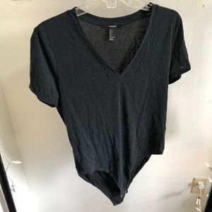 Forever 21 dark gray v neck bodysuit
